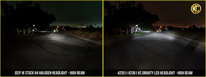 KC HiLiTES 97-06 Jeep TJ/Univ. 7in. Gravity LED H4 DOT Approved Replac. Headlight (Pair Pack System) - Bull Strap