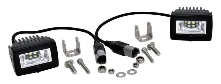 KC HiLiTES C-Series C2 LED 2in. Backup Area Flood Light 20w (Pair Pack System) - Black - Bull Strap