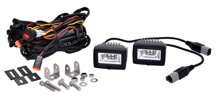 KC HiLiTES C-Series C2 LED 2in. Backup Area Flood Light 20w (Pair Pack System) - Black - Bull Strap