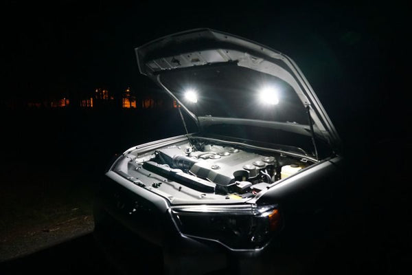 KC HiLiTES Cyclone 2in. LED Universal Under Hood Lighting Kit (Incl. 2 Cyclone Lights/Switch/Wiring) - Bull Strap