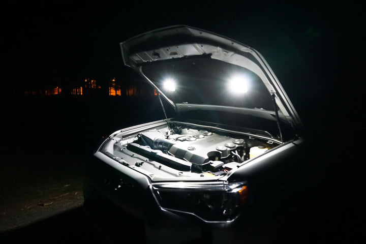 KC HiLiTES Cyclone 2in. LED Universal Under Hood Lighting Kit (Incl. 2 Cyclone Lights/Switch/Wiring) - Bull Strap