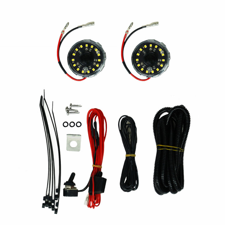 KC HiLiTES Cyclone 2in. LED Universal Under Hood Lighting Kit (Incl. 2 Cyclone Lights/Switch/Wiring) - Bull Strap