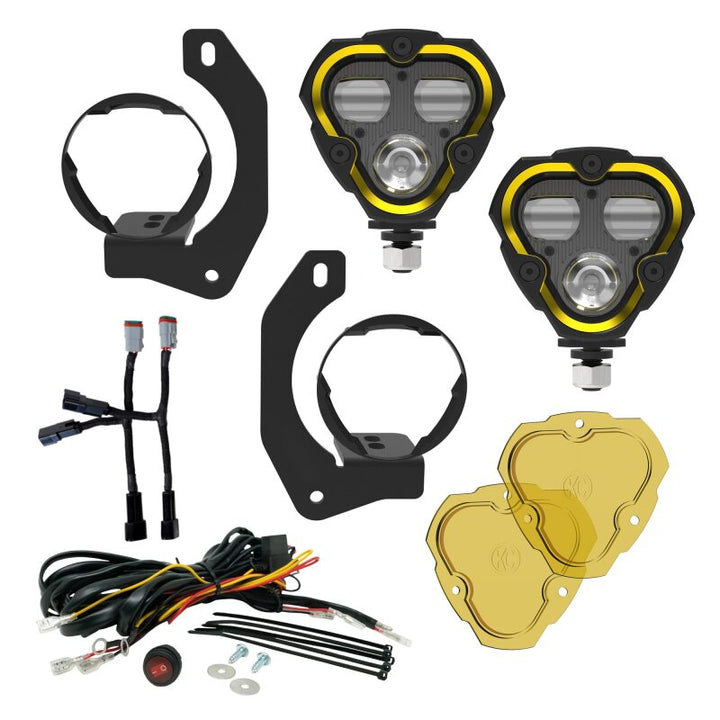 KC HiLiTES FLEX ERA 3 Dual Mode SAE Fog Lights - 2-Light Master Kit for Jeep JK/JL/JT Steel Bumpers - Bull Strap