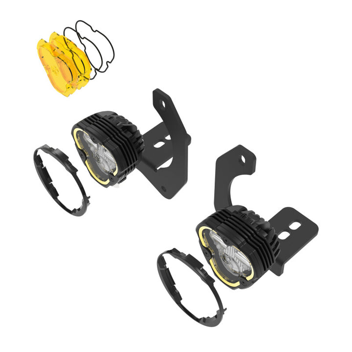 KC HiLiTES FLEX ERA 3 Dual Mode SAE Fog Lights - 2-Light Master Kit for Jeep JK/JL/JT Steel Bumpers - Bull Strap