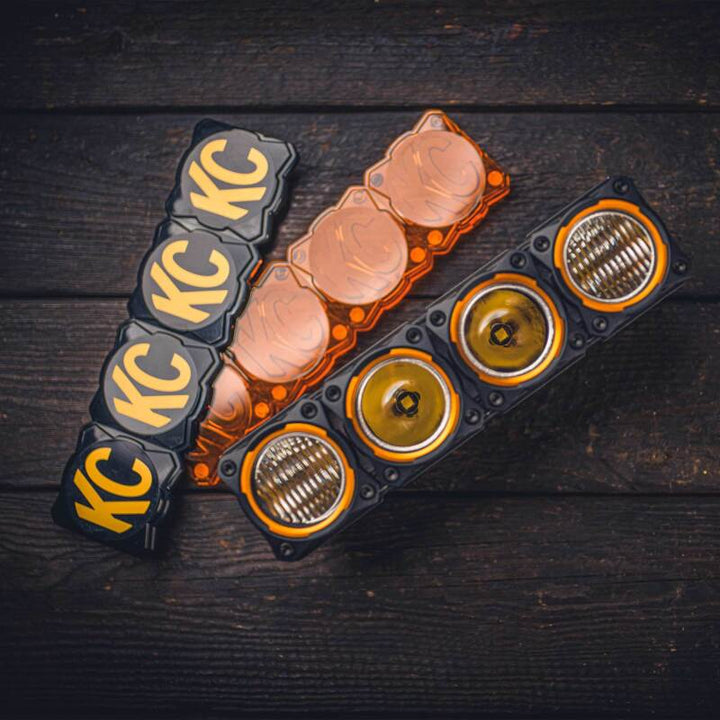 KC HiLiTES FLEX ERA LED Light Bar 10in. Light Shield - Amber (SHIELD ONLY) - Bull Strap