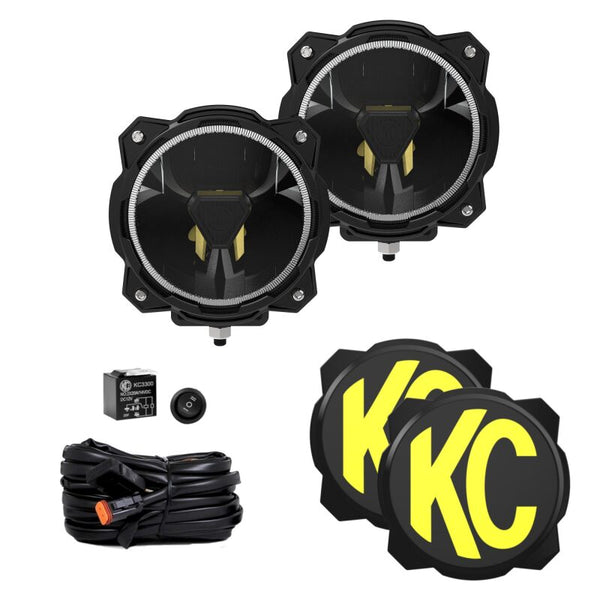 KC HiLiTES Gravity Titan LED 6in. - Pair Pack (Spot Beam) - Bull Strap