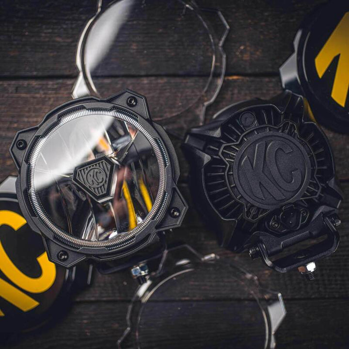 KC HiLiTES Gravity Titan LED 6in. - Pair Pack (Wide-40 Beam) - Bull Strap