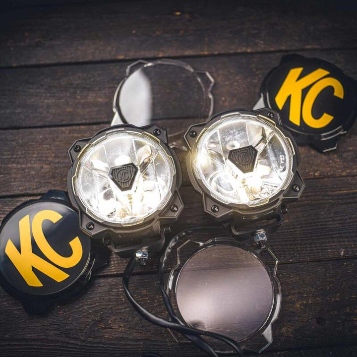 KC HiLiTES Gravity Titan LED 6in. - Pair Pack (Wide-40 Beam) - Bull Strap