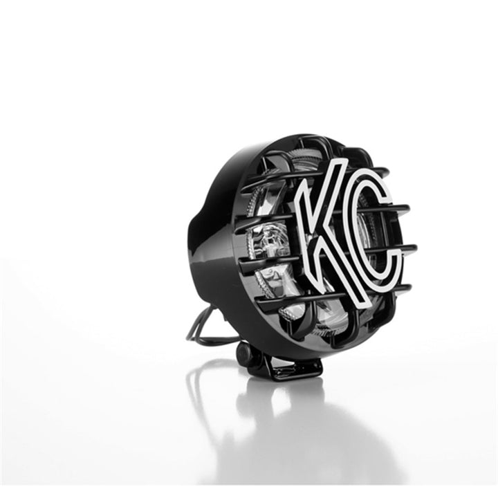 KC HiLiTES Rally 400 4in. Round Halogen Light 55w Spread Beam (Single) - Black - Bull Strap