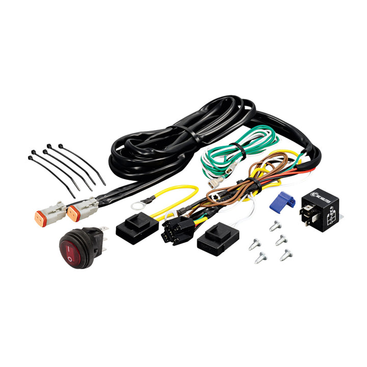 KC HiLiTES Wiring Harness w/40 AMP Relay & LED Rocker Switch (Up to 2 - 130w Lights) - Bull Strap