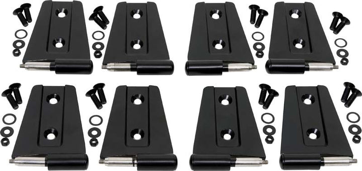 Kentrol 07-18 Jeep Wrangler JK Door Hinge Set 8 Pieces 4 Door - Powdercoat Black - Bull Strap