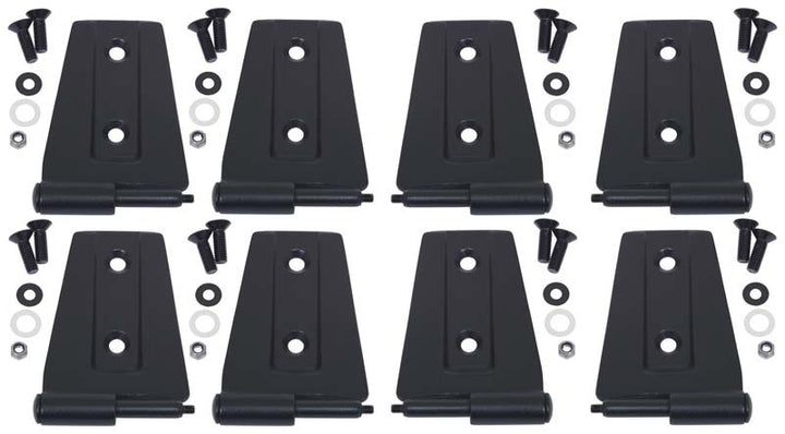 Kentrol 07-18 Jeep Wrangler JK Door Hinge Set 8 Pieces 4 Door - Textured Black - Bull Strap