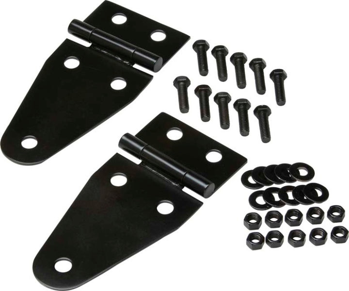 Kentrol 55-95 Jeep CJ/Wrangler YJ Hood Hinge Pair - Powdercoat Black - Bull Strap