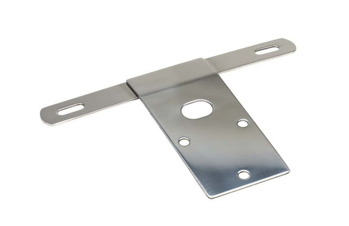 Kentrol 76-86 Jeep CJ License Plate Bracket - Polished Silver - Bull Strap