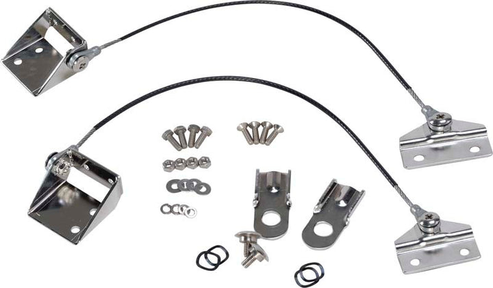 Kentrol 76-86 Jeep CJ Tailgate Pivot Latch Assembly Fiberglass Body CJ - Polished Silver - Bull Strap