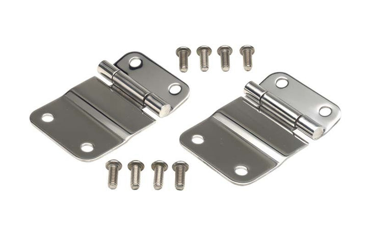 Kentrol 76-86 Jeep CJ7 Tailgate Hinge Pair - Polished Silver - Bull Strap