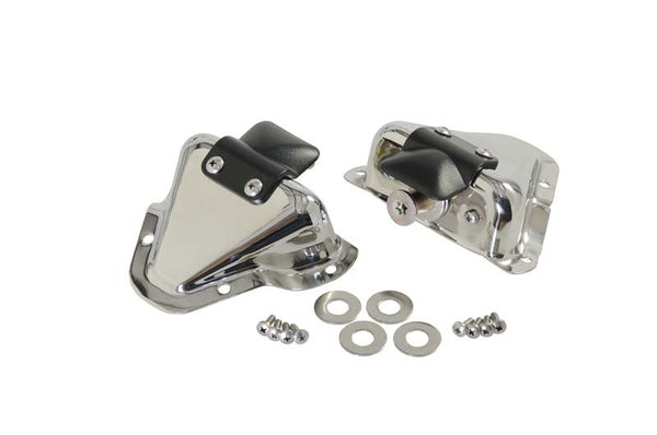 Kentrol 81-95 Jeep CJ/Wrangler YJ Interior Door Latch Brackets Pair - Polished Silver - Bull Strap