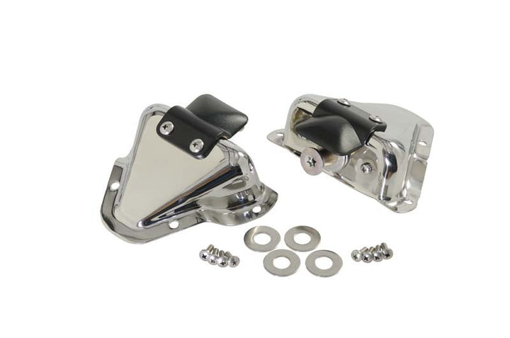 Kentrol 81-95 Jeep CJ/Wrangler YJ Interior Door Latch Brackets Pair - Polished Silver - Bull Strap