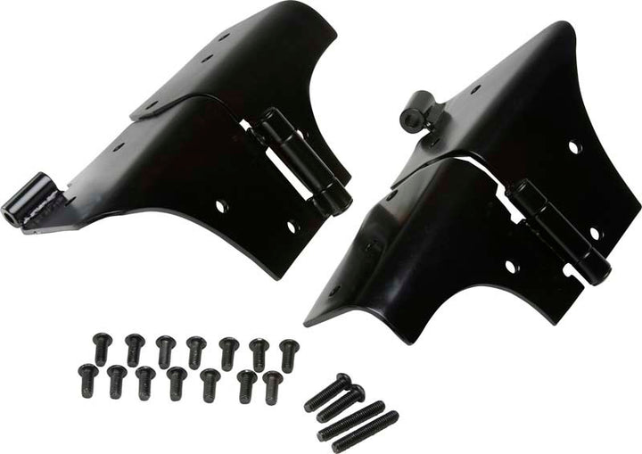 Kentrol 97-06 Jeep Wrangler TJ Windshield Hinge Pair- Powdercoat Black - Bull Strap