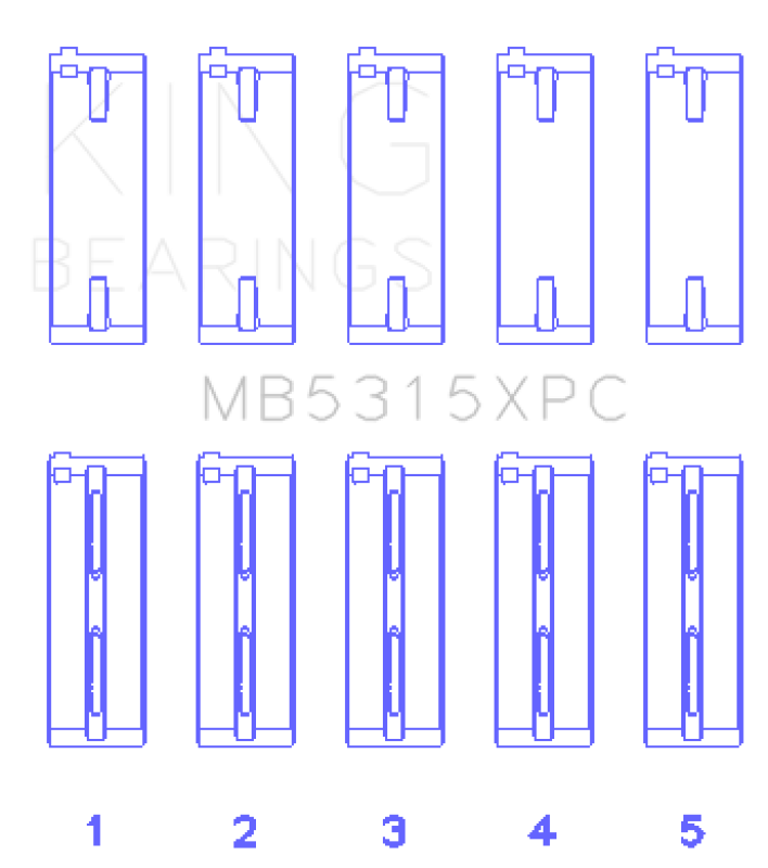 King 1992+ Mitsubishi 4G63/4G64 EVO I-IV Coated Performance Main Bearing Set - Size STDX - Bull Strap