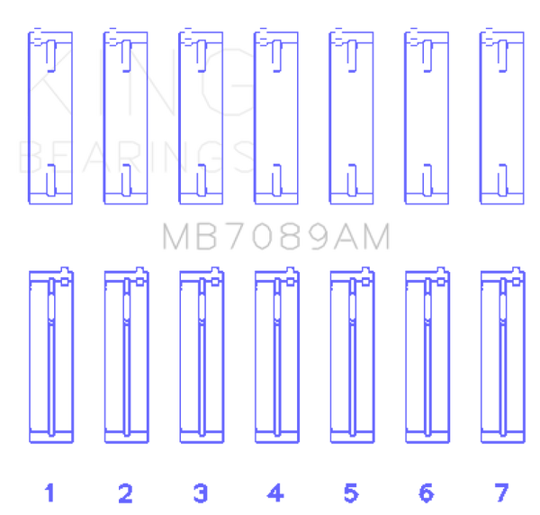 King Engine Bearings Audi/Volkswagen ABV/AES/AUE Crankshaft Main Bearing Set (Set of 7) - Size STD - Bull Strap