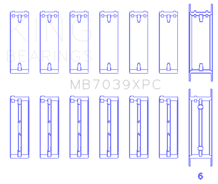 King Engine Bearings BMW M20/M50 2.0L/2.5L/2.7L Crankshaft Main Bearings Set - 7 Pairs Coated - Bull Strap