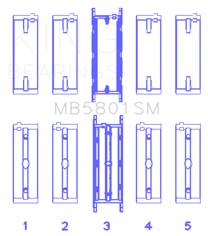 King Engine Bearings BMW N63/S63 Crankshaft Main Bearing Set - Size +0.25mm - Bull Strap
