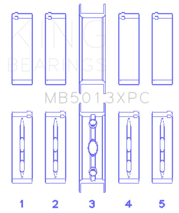 King Engine Bearings Chevy LS1/LS2/LS6 Performance Main Bearing Set w/ pMaxKote - Size STD - Bull Strap