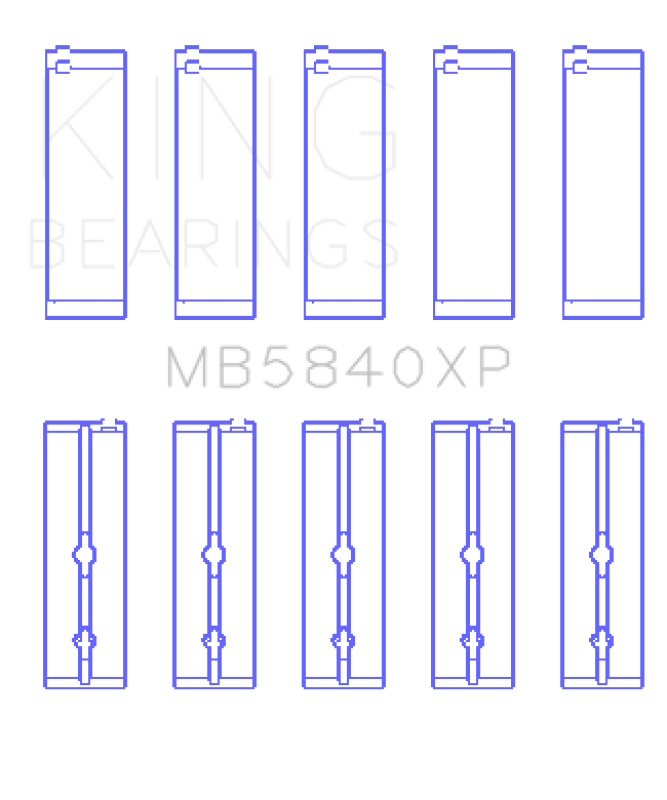 King Chrysler/Dodge Gen 3 Hemi 5.7L/6.1L/6.4L Crankshaft Main Bearing Set (Set of 5) - Size STDX - Bull Strap