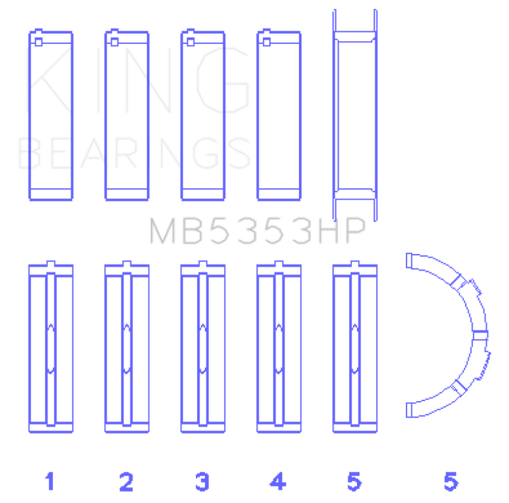 King Engine Bearings Ford 281 4.6L SOHC 16V Performance Main Bearing Set - Size STD - Bull Strap