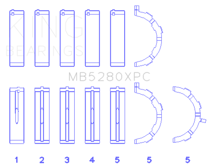 King Engine Bearings Ford 4.6L/5.4L V8 SOHC Performance Coated Main Bearing Set - Size STD - Bull Strap