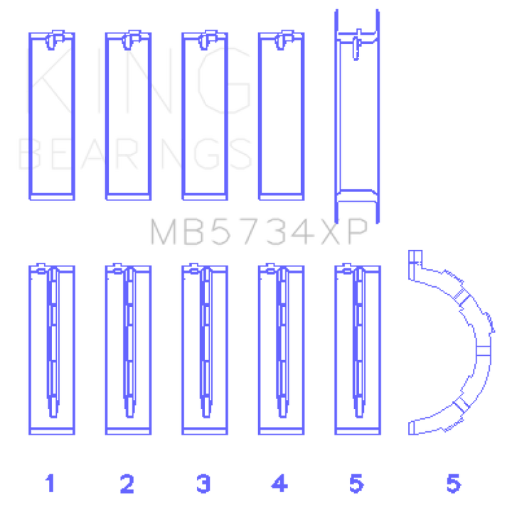 King Engine Bearings Ford Mustang 302 Coyote (Size STDX) Performance Main Bearing Set - Bull Strap