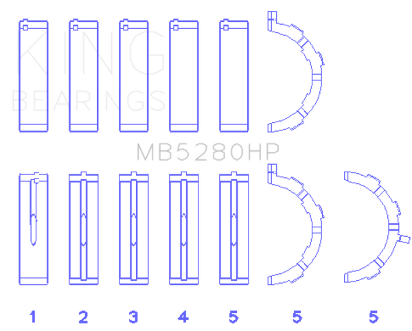 King Ford Prod. V8 4.6L/5.4L Will Not Fit 13-14 GT500 Performance Main Bearing Set - Size STD - Bull Strap
