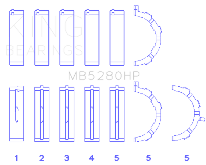 King Ford Prod. V8 4.6L/5.4L Will Not Fit 13-14 GT500 Performance Main Bearing Set - Size STD - Bull Strap