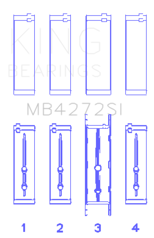 King Engine Bearings Holden Alloytec 175/190 Crankshaft Main Bearing Set - Bull Strap