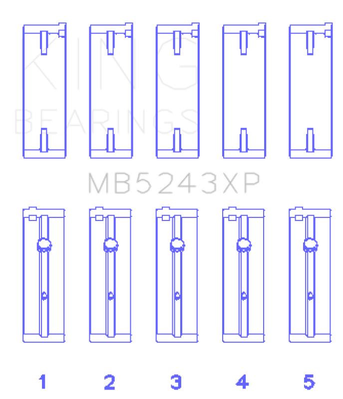 King Engine Bearings Nissan SR20DE/DET (2.0L) Performance Main Bearing Set - Size +0.25mm - Bull Strap