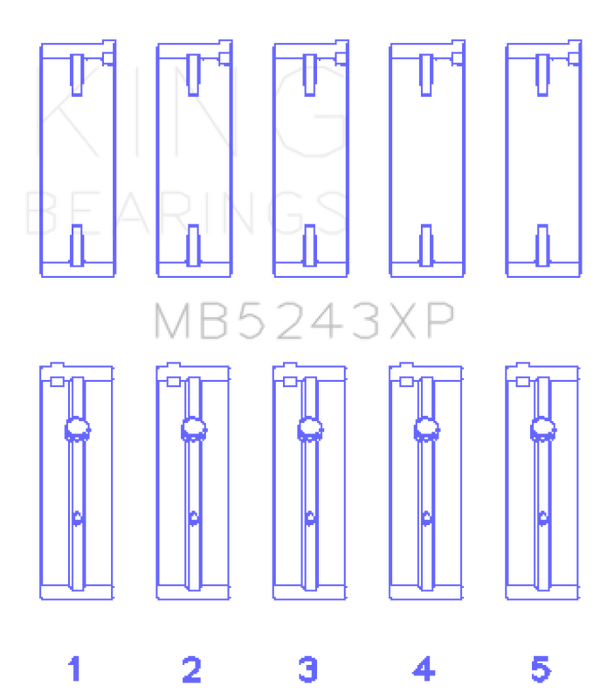 King Engine Bearings Nissan SR20DE/DET 2.0L Performance Main Bearing Set - Size STDX - Bull Strap