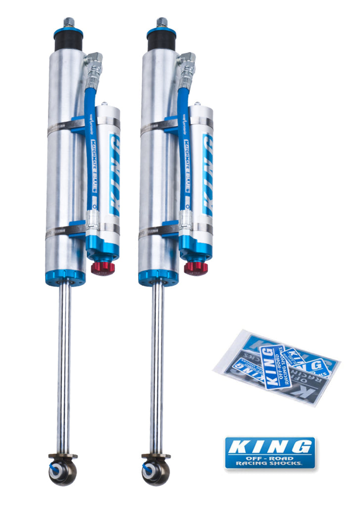 King Shocks 07-18 Jeep Wrangler JK Front 2.5 Dia Piggy Hose Res Shock 3-5in Lift w/Adjuster (Pair) - Bull Strap