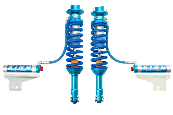 King Shocks 10-14 Ford F150 Raptor 4WD Front 3.0 Dia Remote Reservoir Coilover w/Adjuster (Pair) - Bull Strap