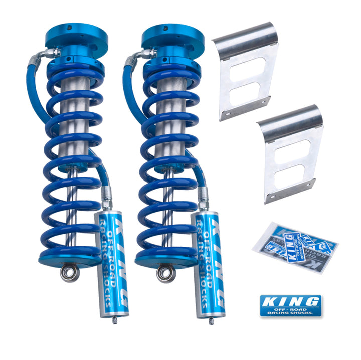 King Shocks 2005+ Ford F-250/F-350 4WD Front 2.5 Dia Remote Reservoir Coilover Conversion (Pair) - Bull Strap