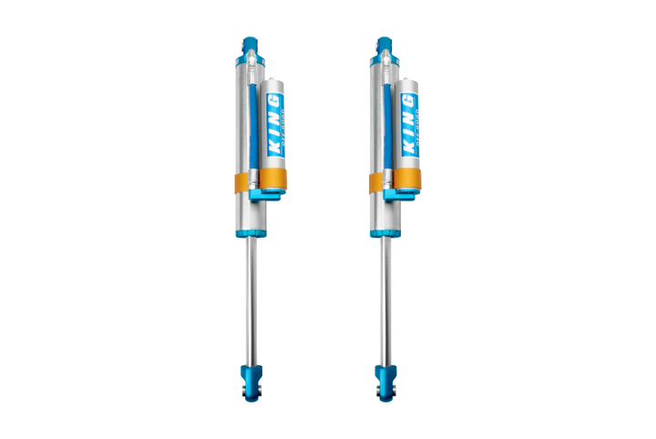 King Shocks 2005+ Ford F-250/F-350 4WD Rear 2.5 Dia Piggy Hose Reservoir Shock (Pair) - Bull Strap