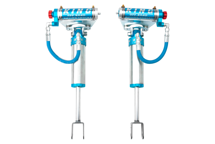 King Shocks 2011+ Chevrolet Silverado 2500/3500/HD Front 2.5 Dia Remote Res Shock w/Adjuster (Pair) - Bull Strap