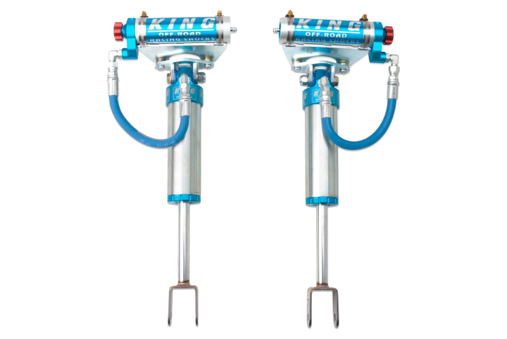 King Shocks 2011+ Chevrolet Silverado 2500/3500/HD Front 2.5 Dia Remote Res Shock w/Adjuster (Pair) - Bull Strap