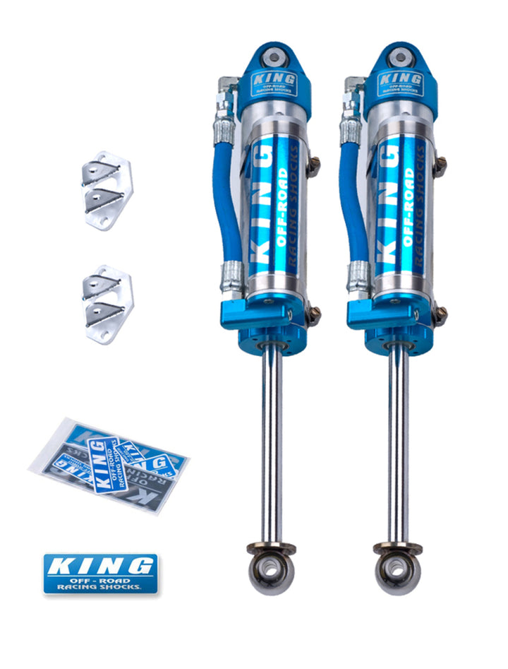 King Shocks 96-04 Toyota Tacoma (6 Lug) Rear 2.5 Dia Piggy Hose Reservoir Shock (Pair) - Bull Strap