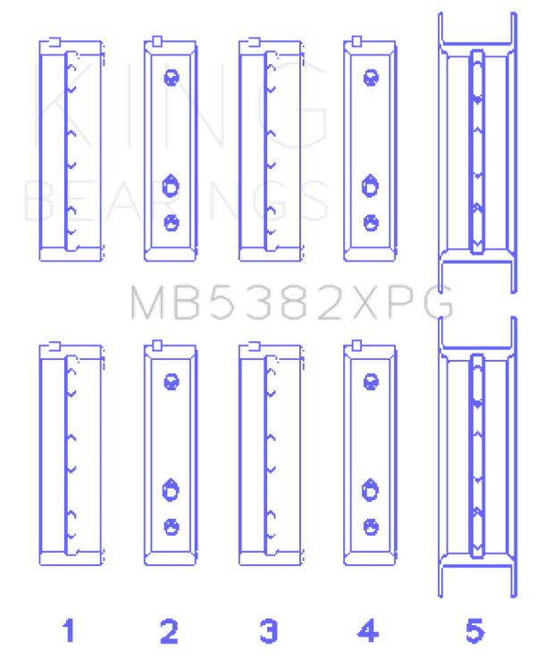 King Subaru EJ20/EJ22/EJ25 (For Thrust in #5 Position) Performance Main Bearing Set - Size STD - Bull Strap