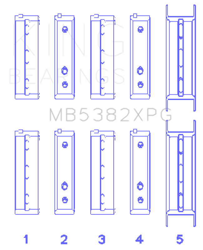 King Subaru EJ20/EJ22/EJ25 (Thrust in #5 Position) Tri-Metal Perf Main Bearing Set - Size +0.25mm - Bull Strap