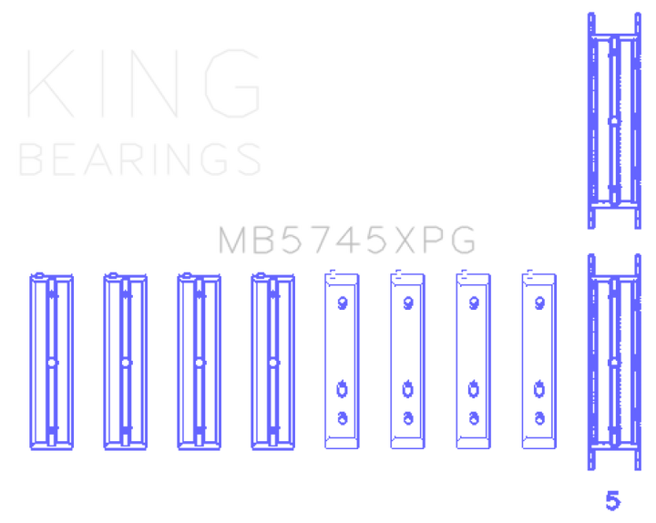 King Engine Bearings Subaru FA20 FB20 Performance Tri-Metal Main Bearing Set - Size +.025mm - Bull Strap