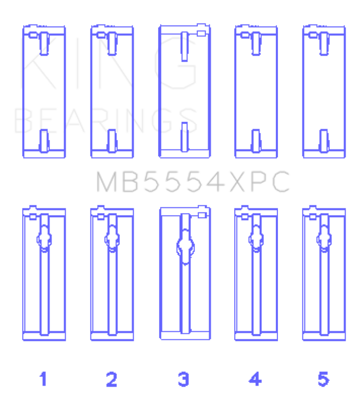 King Engine Bearings Toyota 3SGTE 16V 2.0L pMaxKote Performance Main Bearing Set - Size STD - Bull Strap