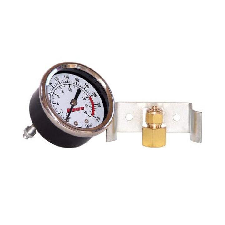 Kleinn Dash Mount Analog Air Pressure Gauge/ 0-250 PSI - 1/4In M NPT Inlet - Bull Strap