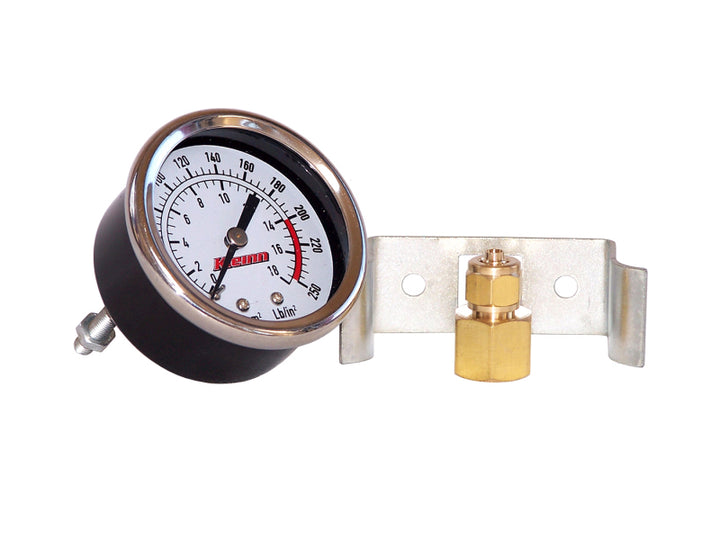 Kleinn Dash Mount Analog Air Pressure Gauge/ 0-250 PSI - 1/4In M NPT Inlet - Bull Strap